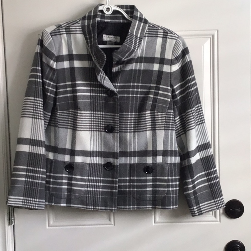 Petite Allison Daley grey plaid blazer